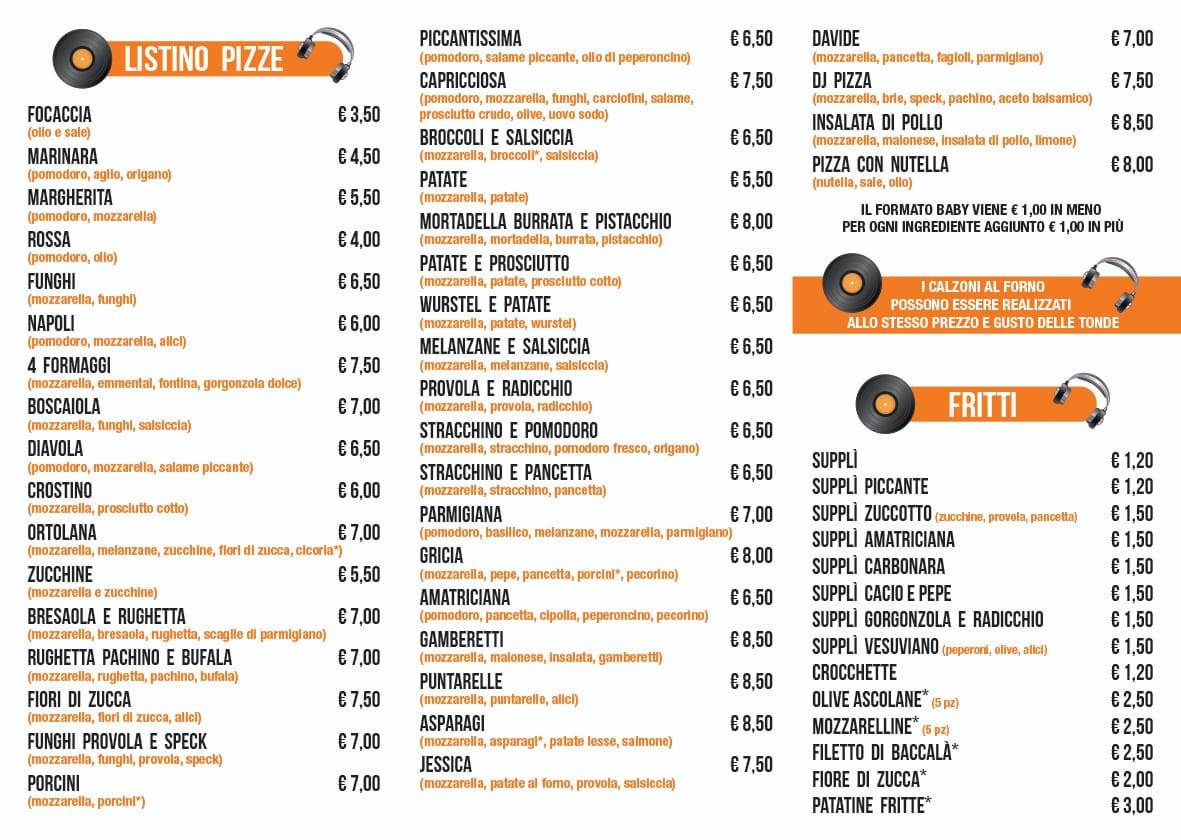 Menu di D.J. Pizza 