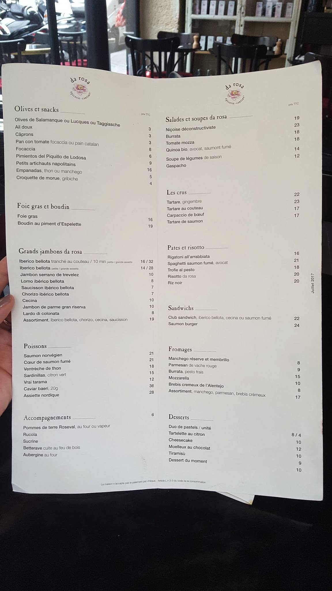 Menu de Da Rosa Jr.