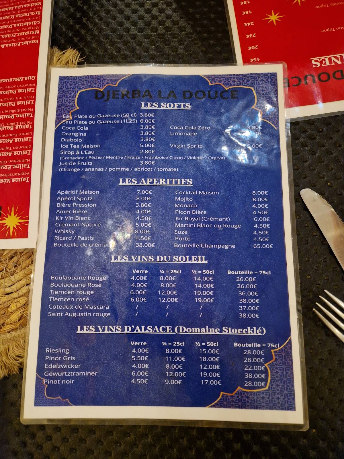 Menu de D'Jerba La Douce
