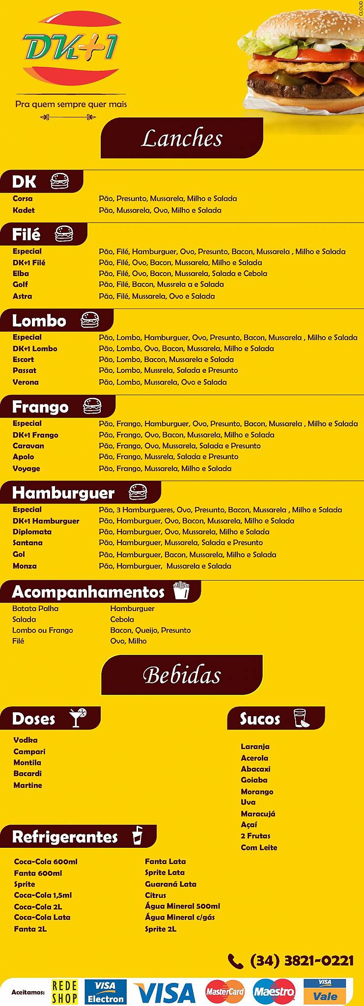 Lanchonete DK +1 cardápio