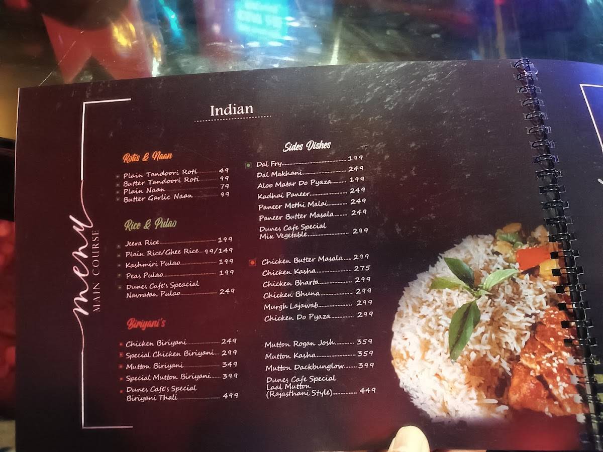 Dunes Café menu