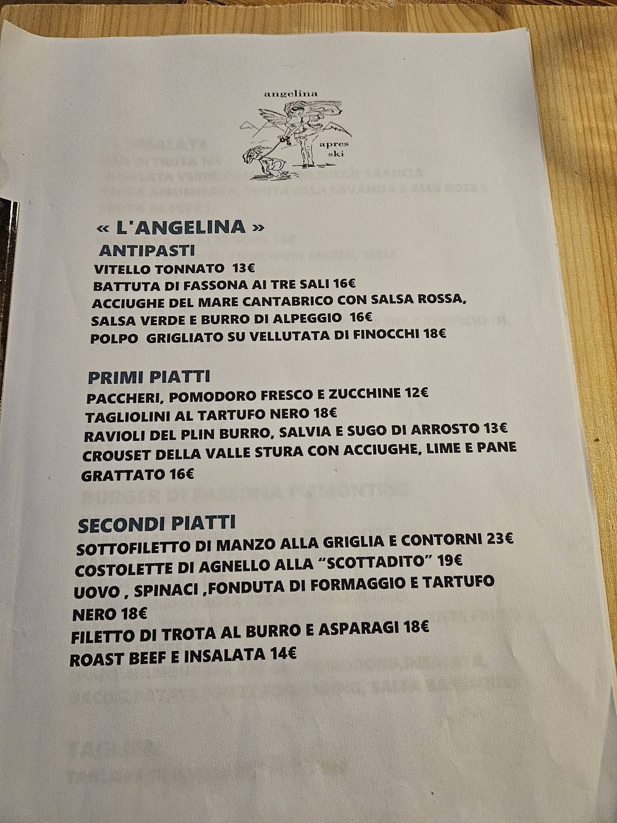 Menu di Da Angelina 