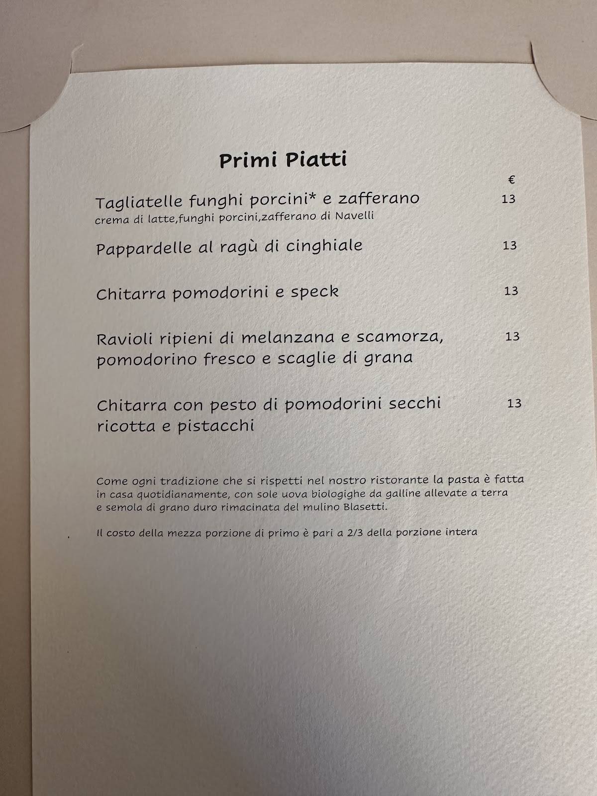 Menu di Da Cristina 