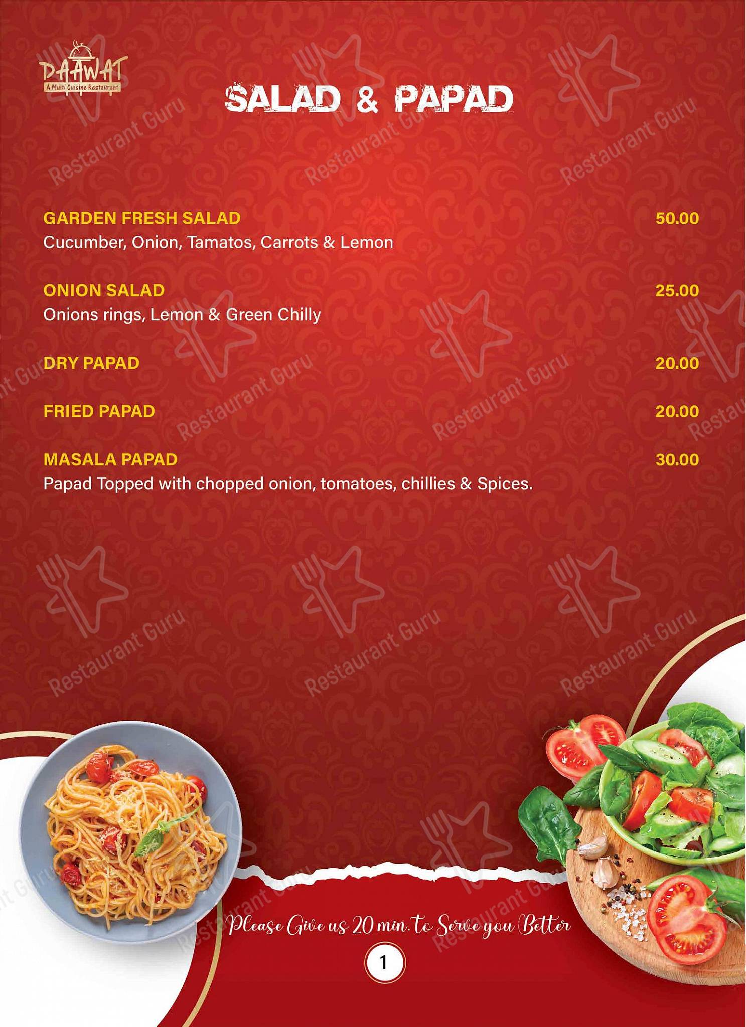 Daawat Restaurant menu