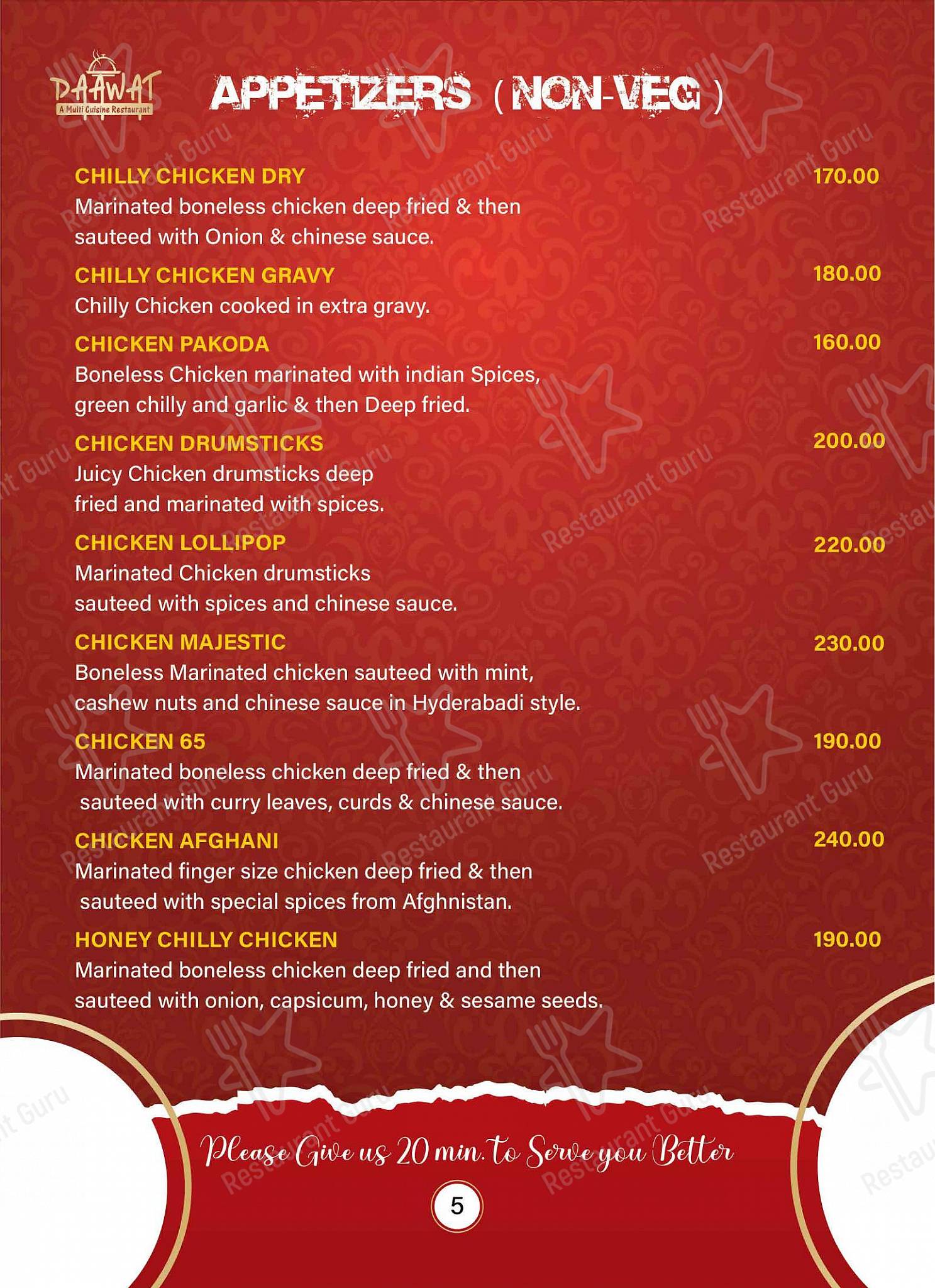 Daawat Restaurant menu
