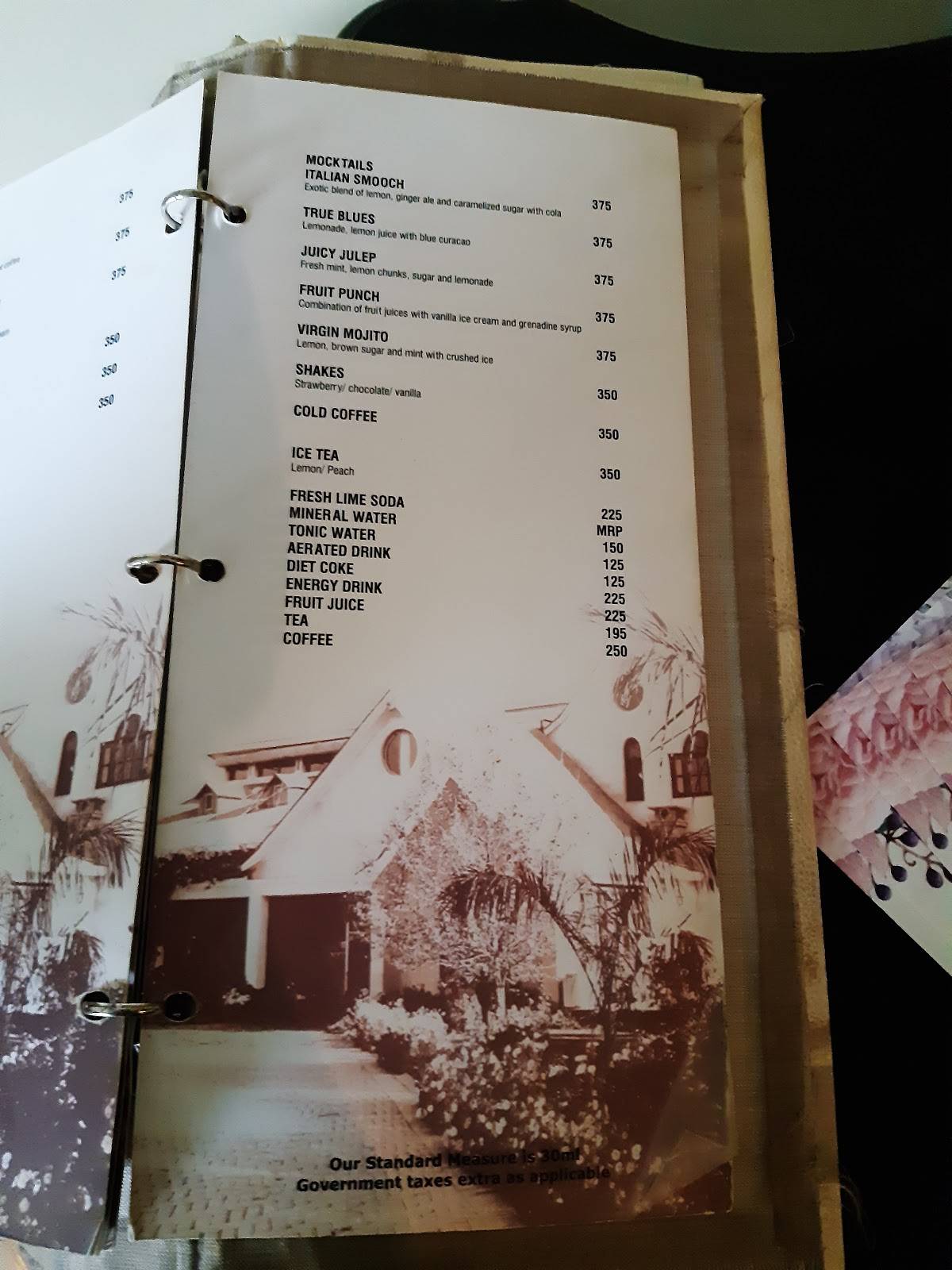 Dak Bunglow menu