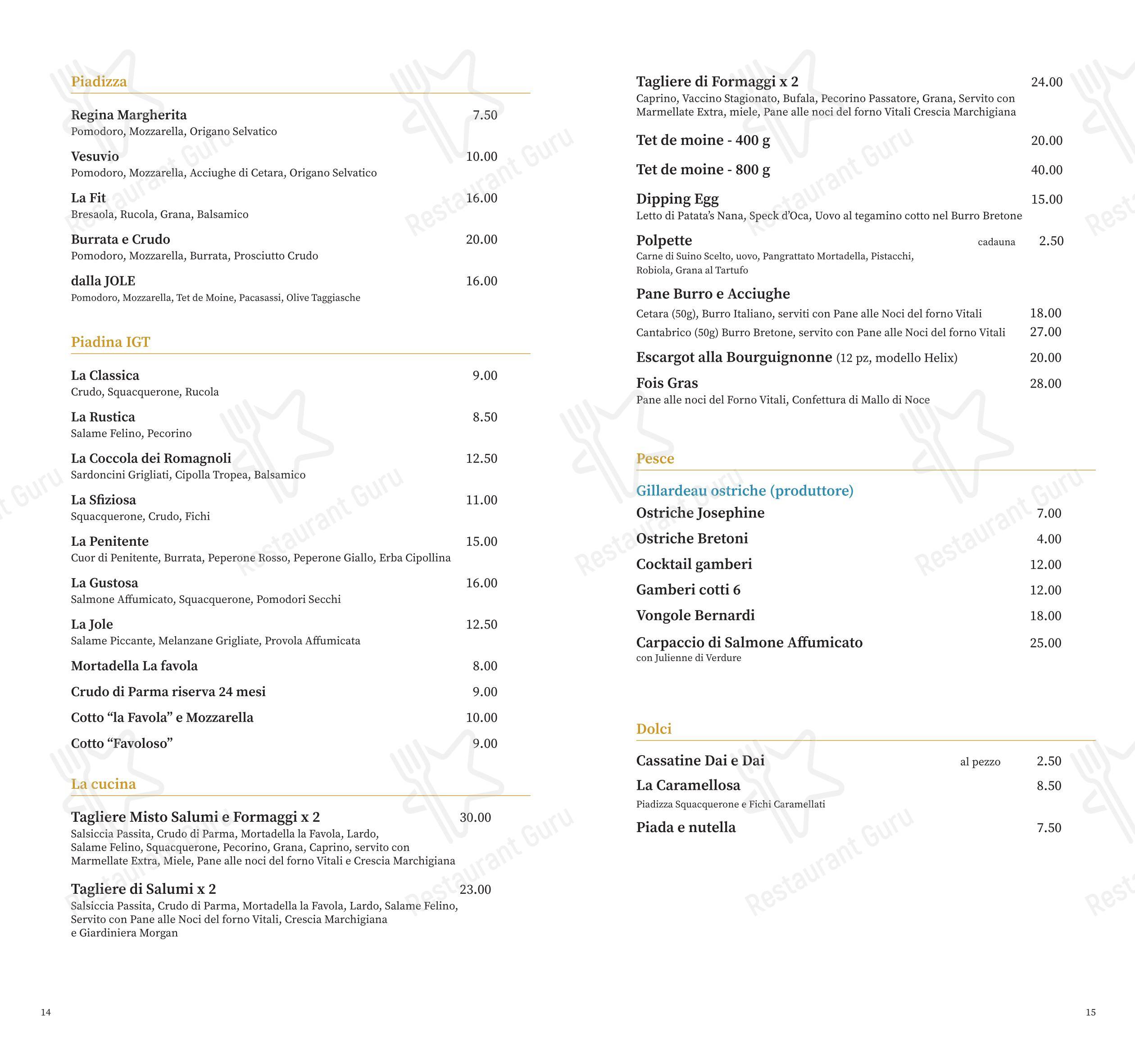 Menu per Dalla Jole molo Rimini in Rimini