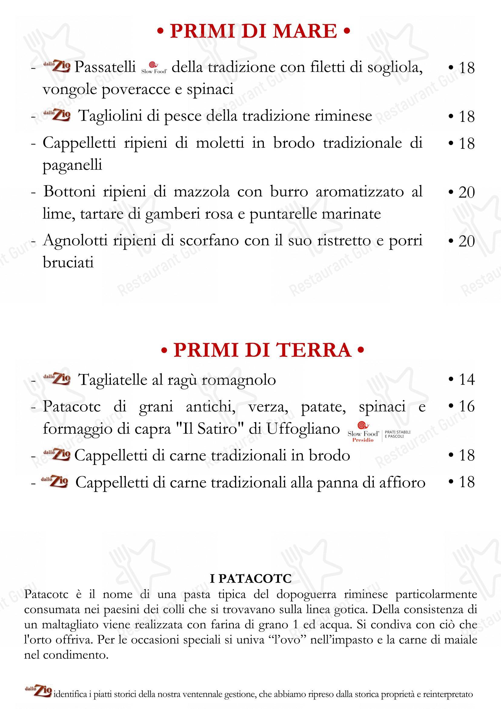 Menu di Dallo Zio - 菜单