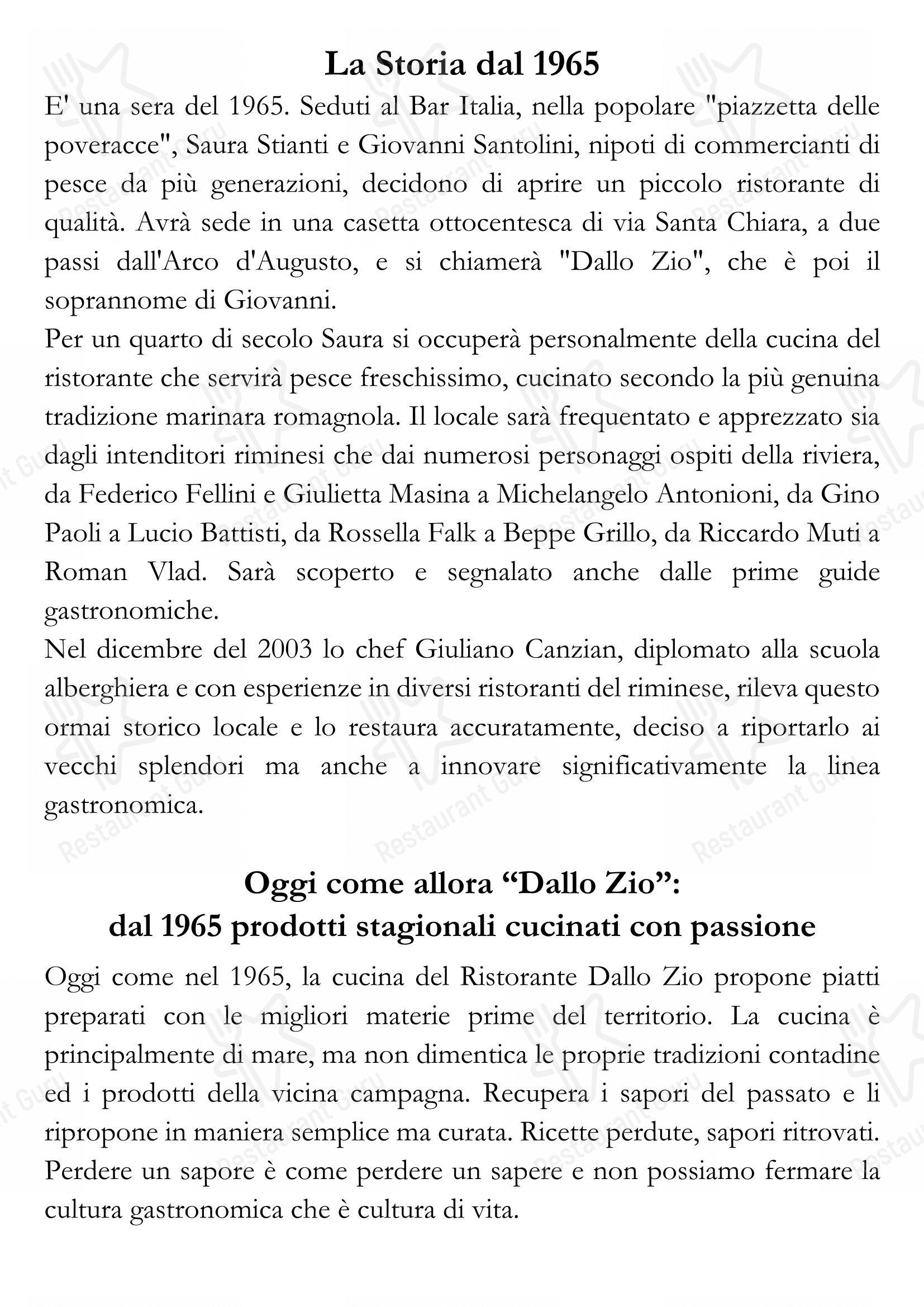 Dallo Zio in Rimini - Menu bar