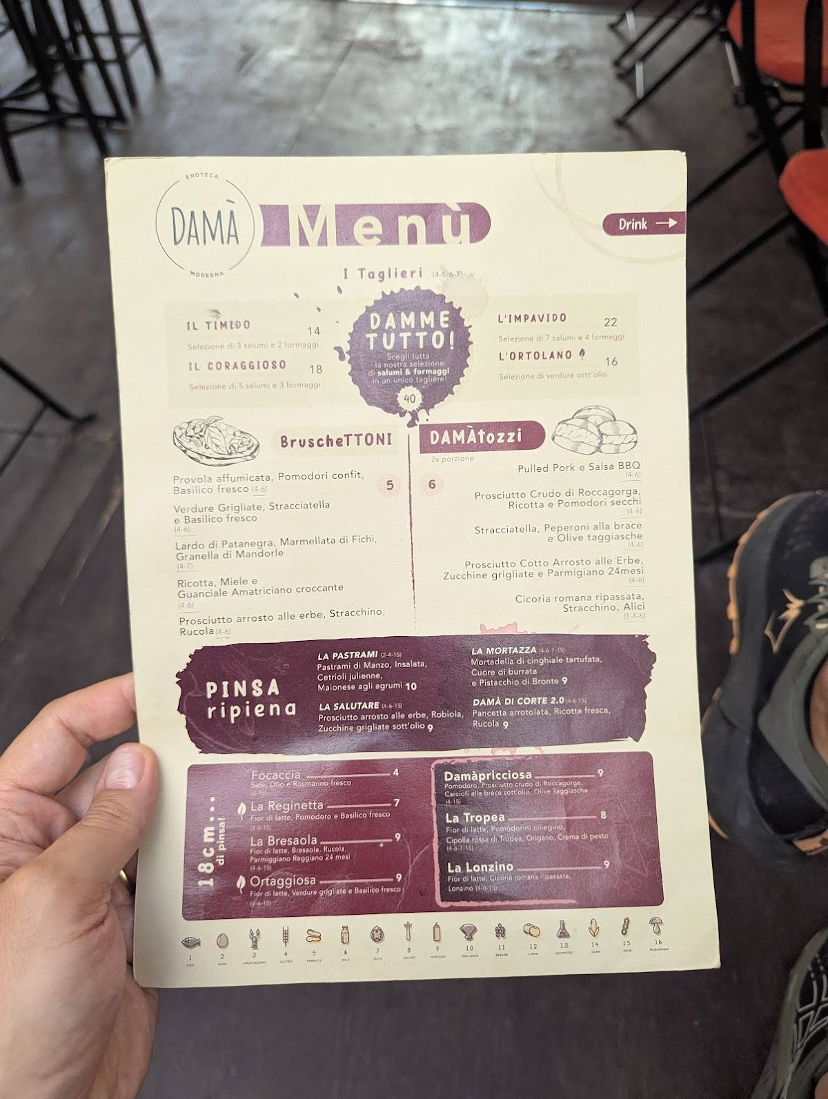 Menu di Damà Centocelle - Enoteca Moderna 
