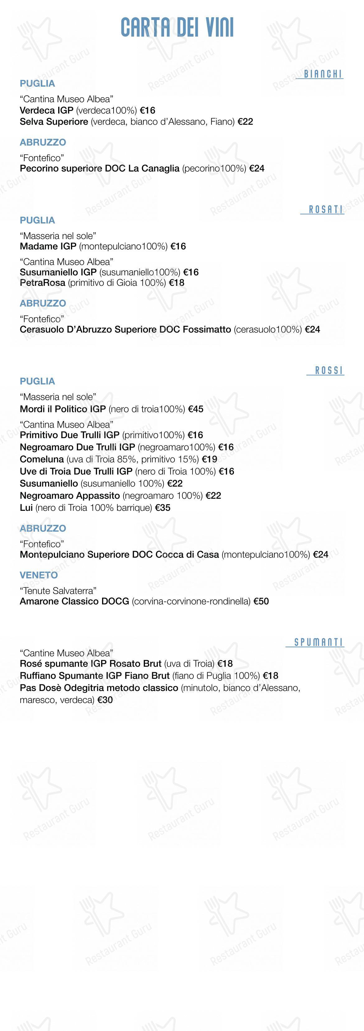Dama Pizzeria e Ristorante in Conversano - Menu bar