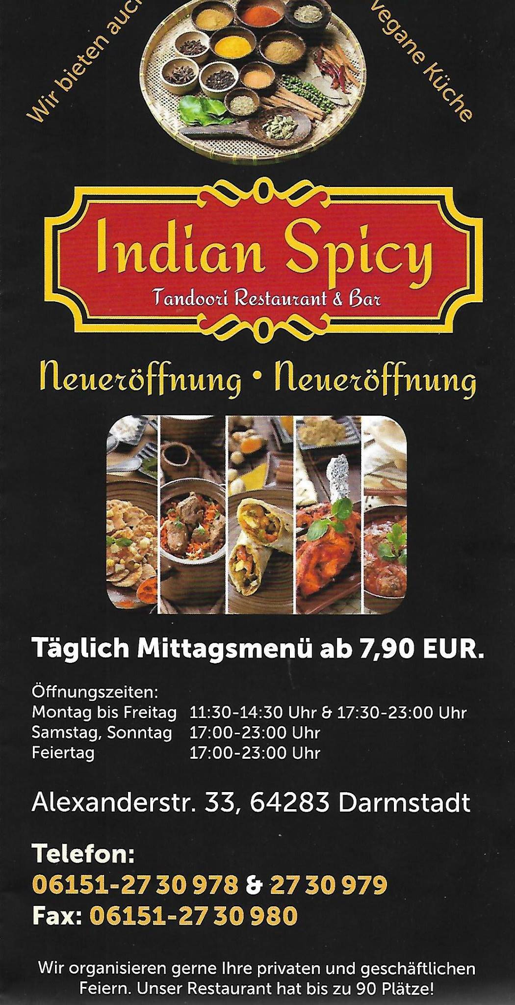 Speisekarte von Indian Spicy Tandoori Restaurant und Bar, Darmstadt