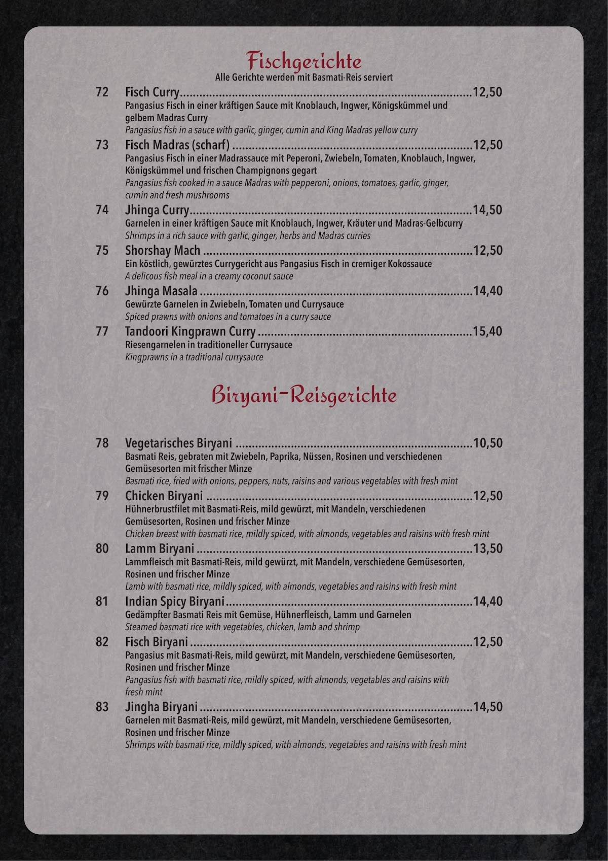 Speisekarte von Indian Spicy Tandoori Restaurant und Bar, Darmstadt
