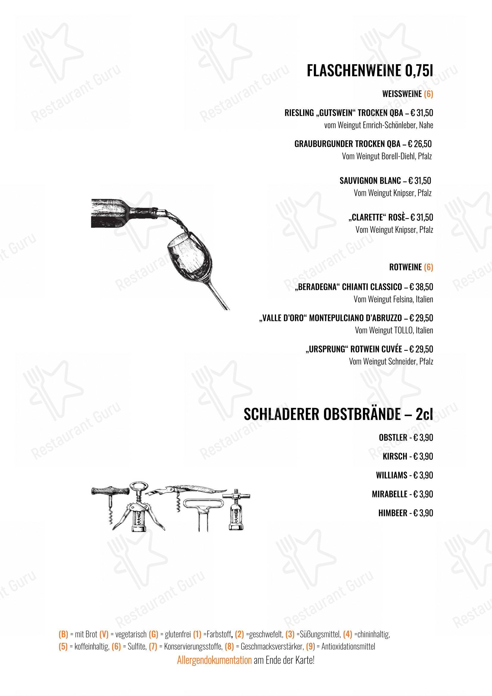 Menu bar pour Das Bootshaus - Restaurant Heidelberg restaurant