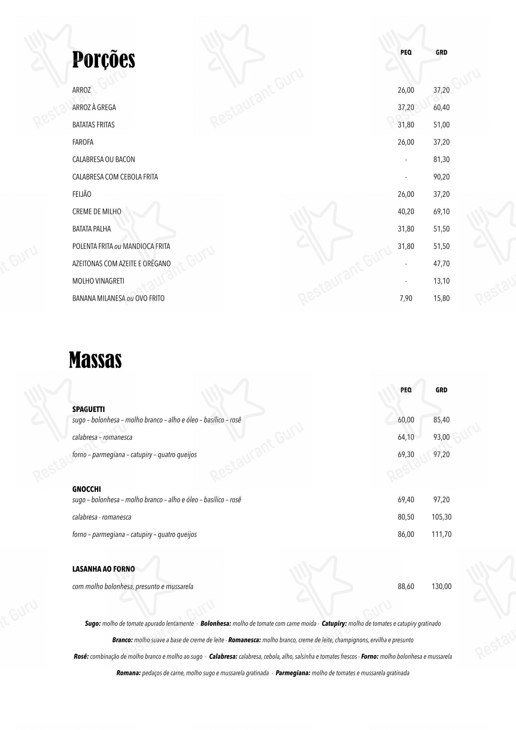 Menu para Degas Pompéia churrascaria