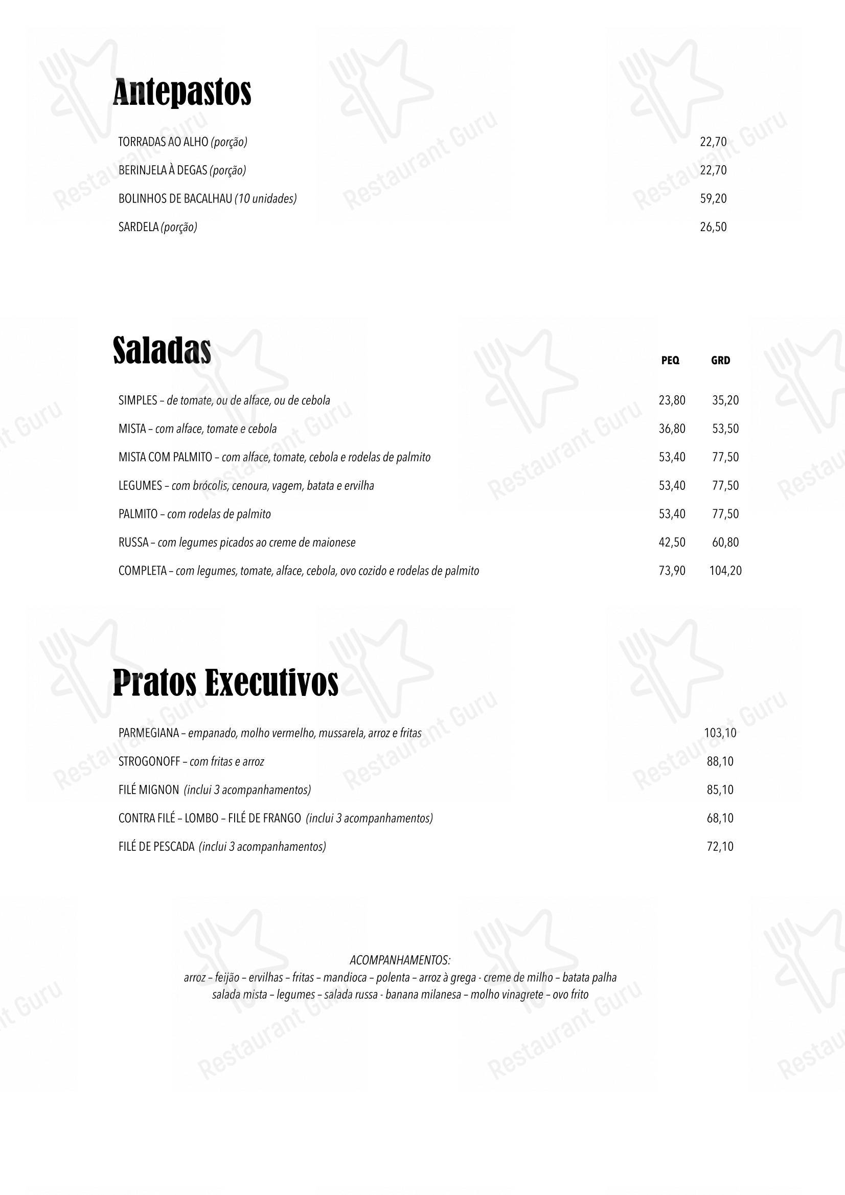 Degas Pompéia - Menu