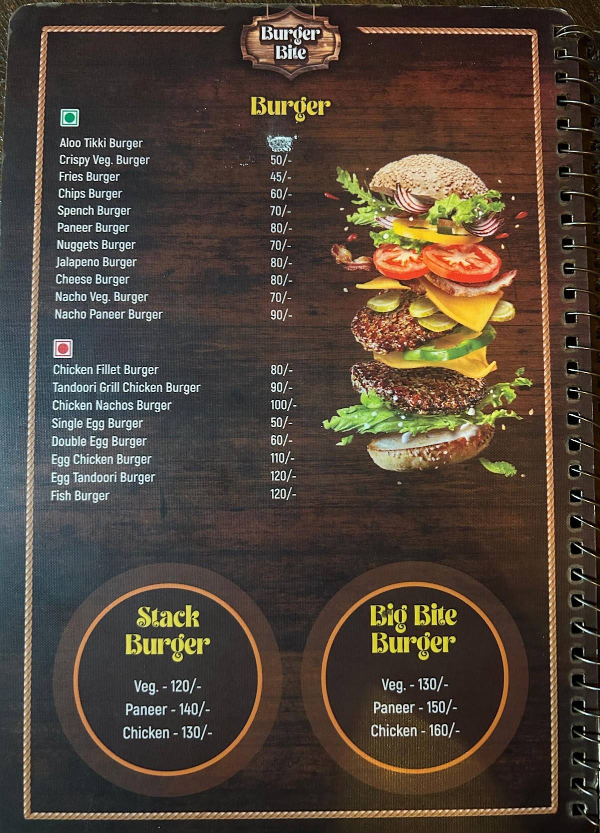 Burger bite menu