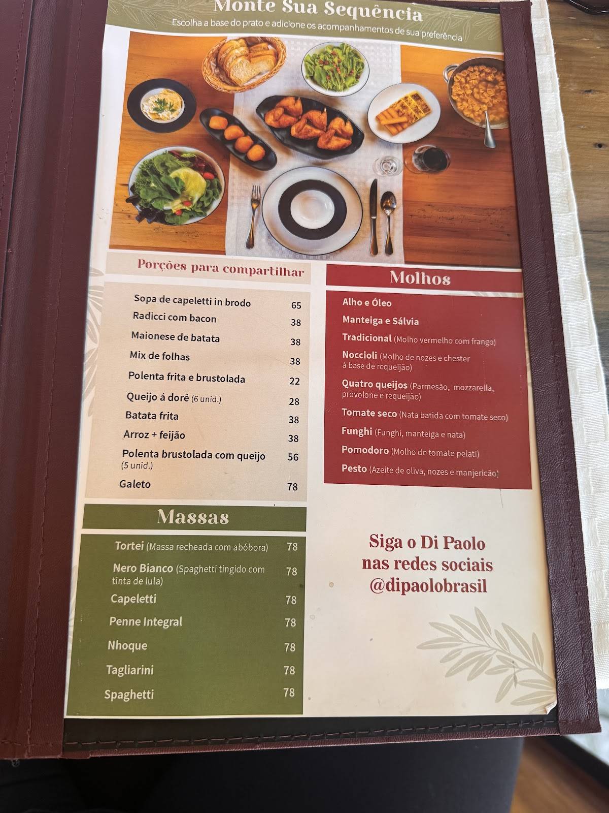 Di Paolo Gramado cardápio