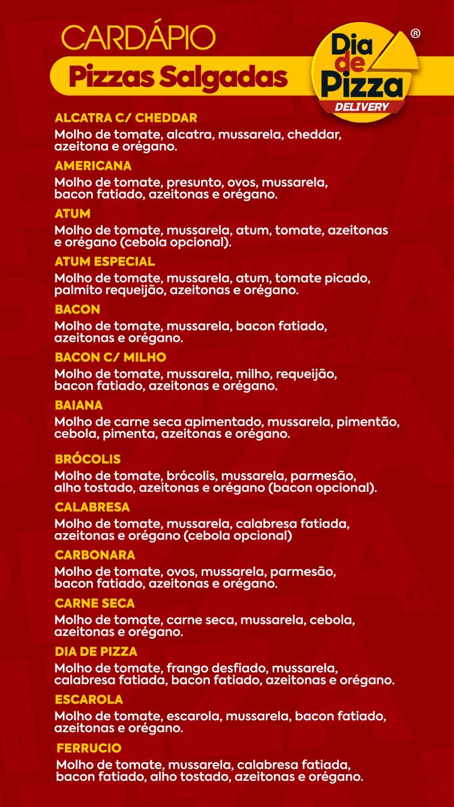 Dia de Pizza Astorga cardápio