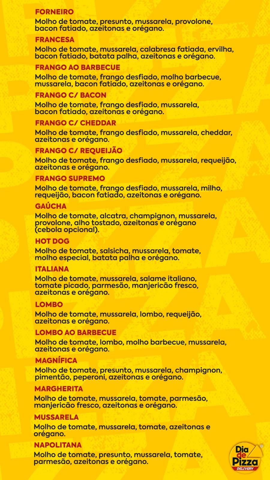 Dia de Pizza Astorga cardápio