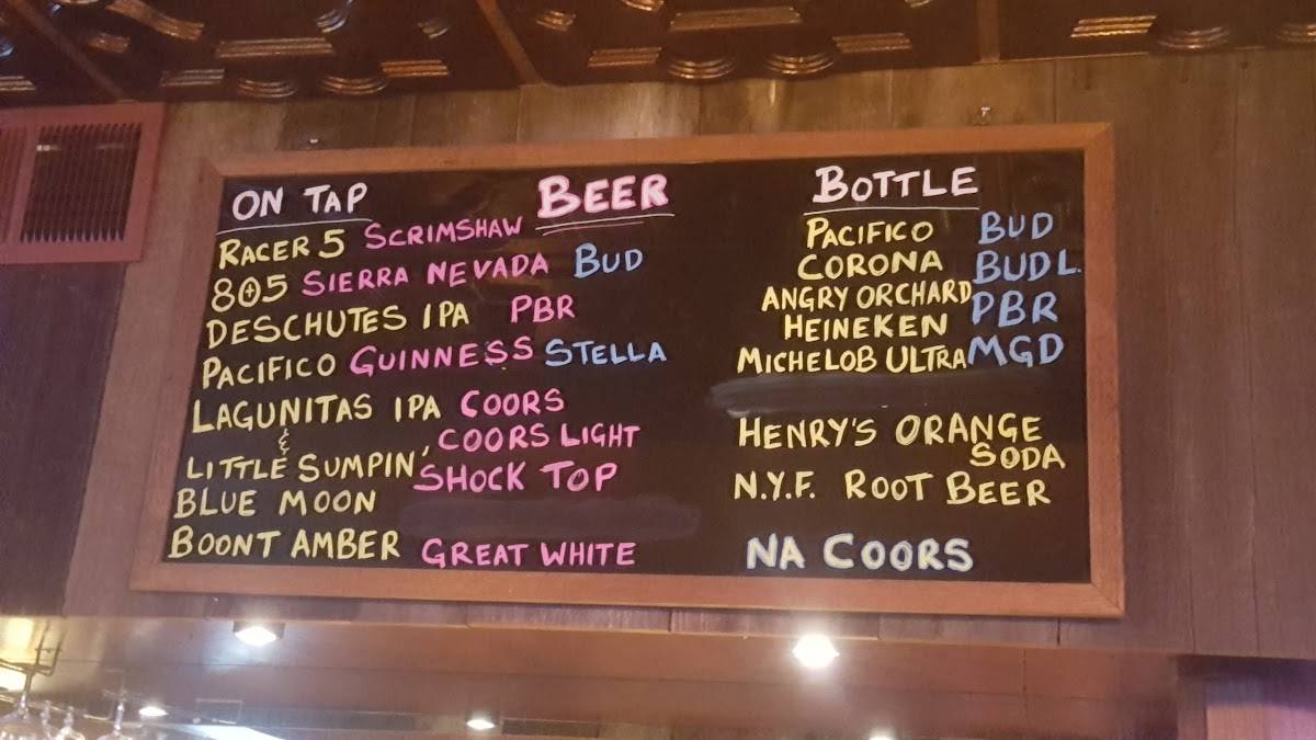 Menu at Diggers 