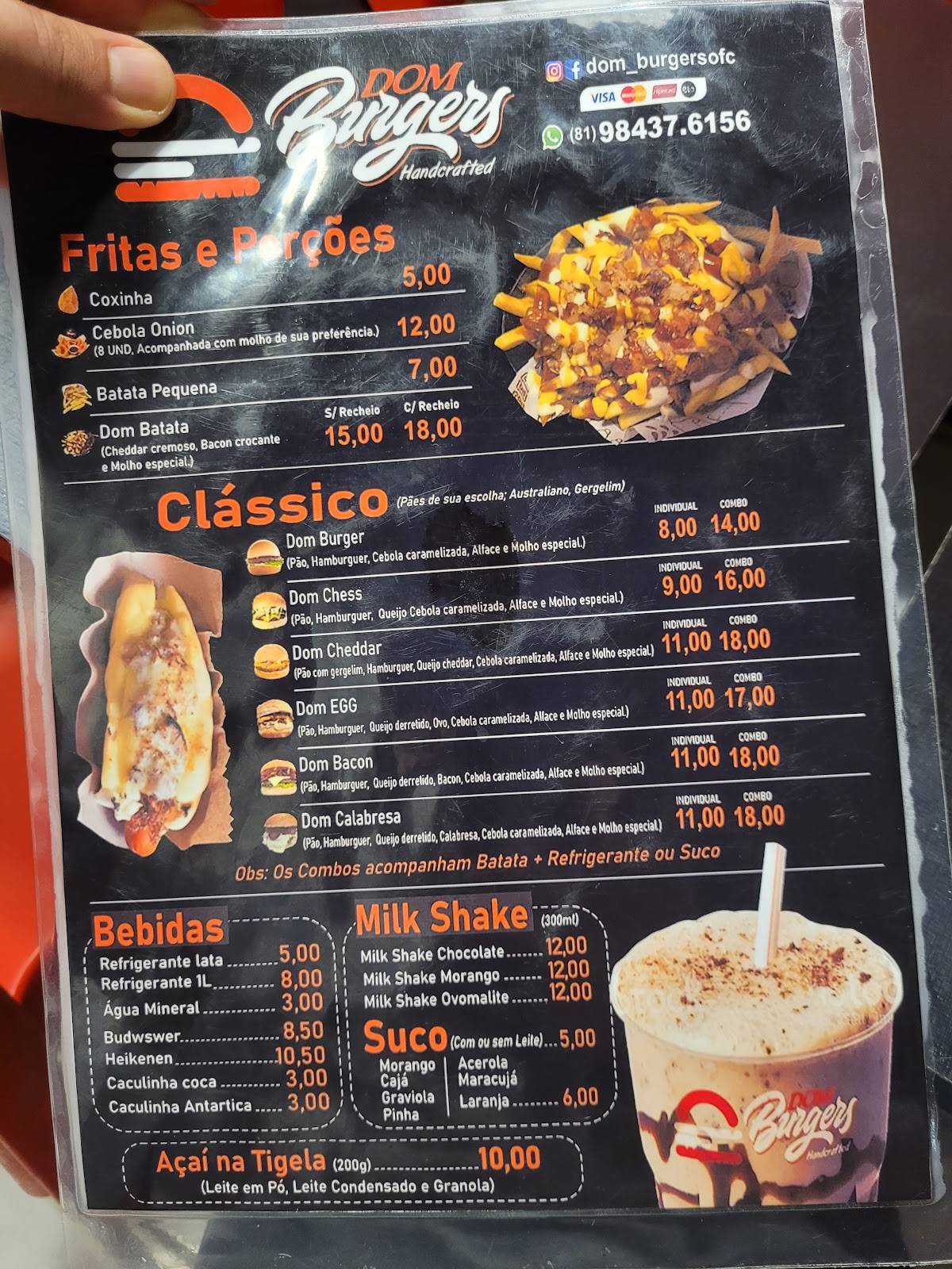 Dom Burger cardápio