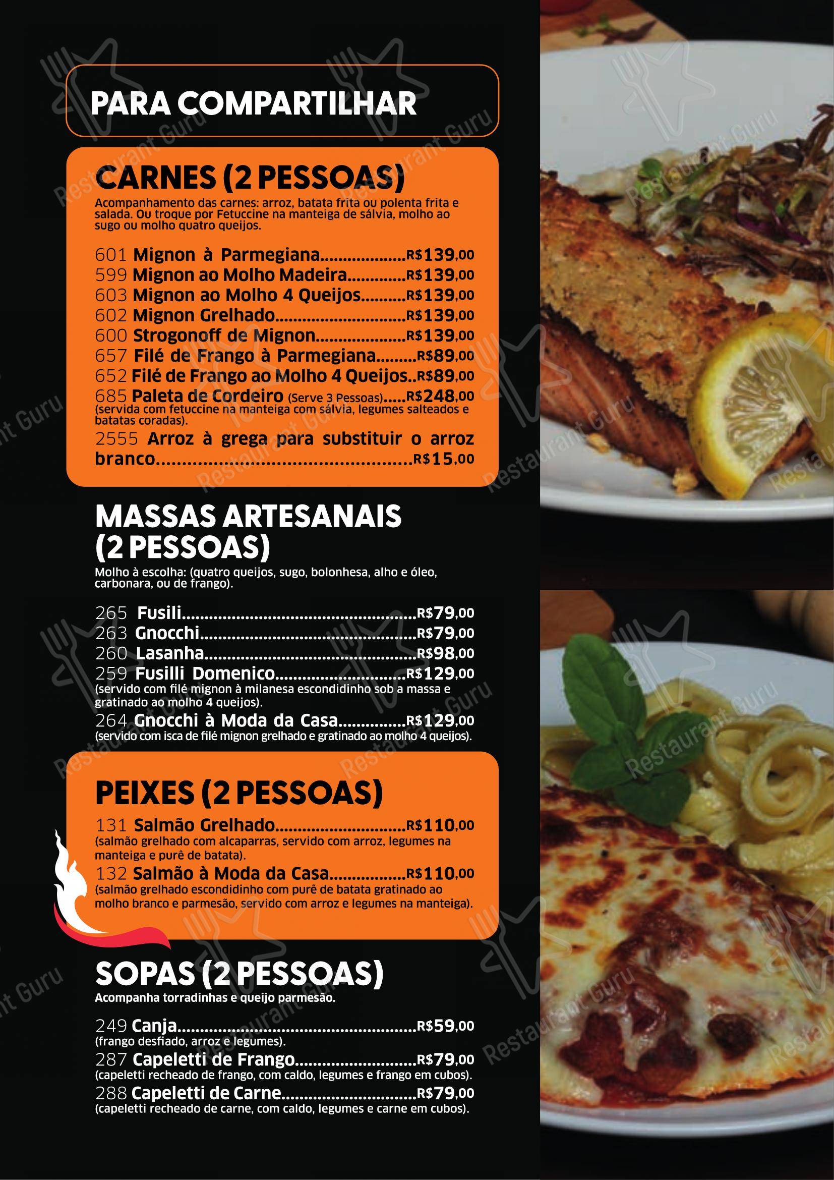 Menu para Domenico Ristorante Pizzaria em Curitiba