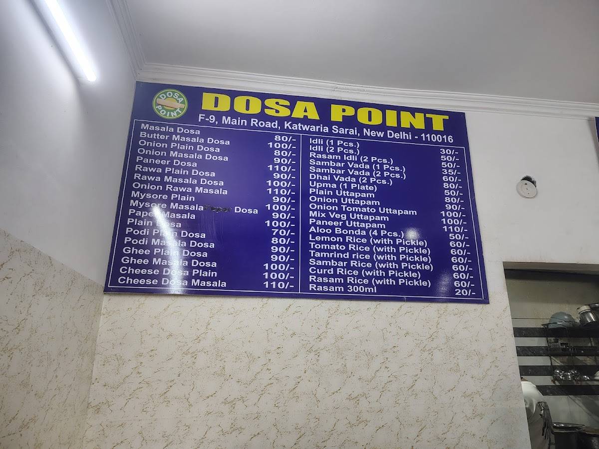 Dosa Point menu
