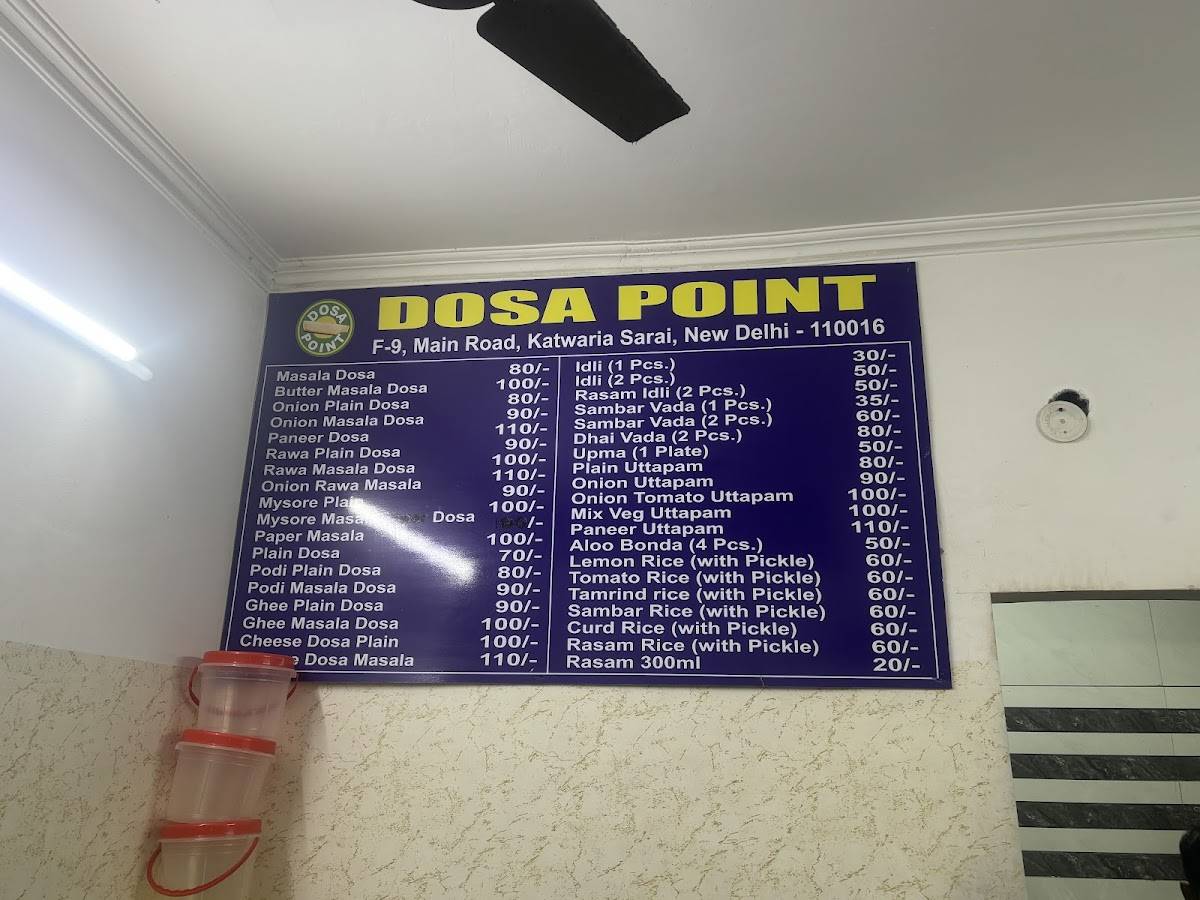 Dosa Point menu