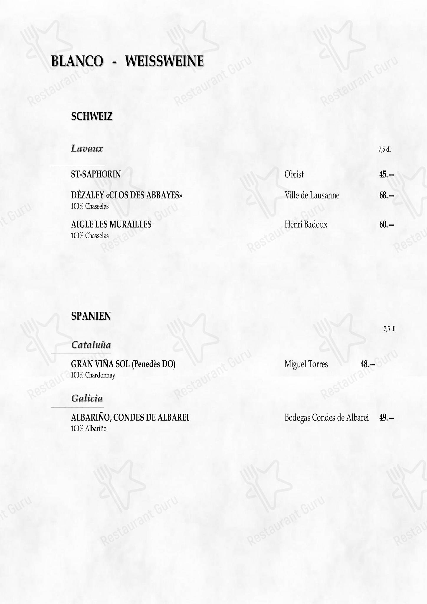 Menu per Giannino ristorante