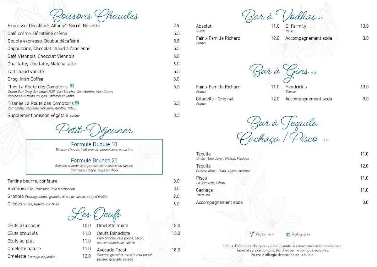 Menu de dudule