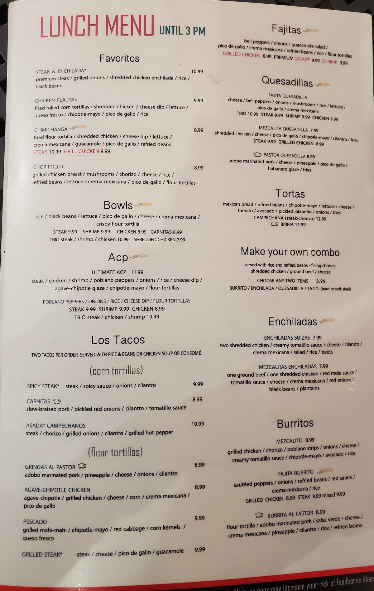 Menu at Mezcalito Durham restaurant, Durham