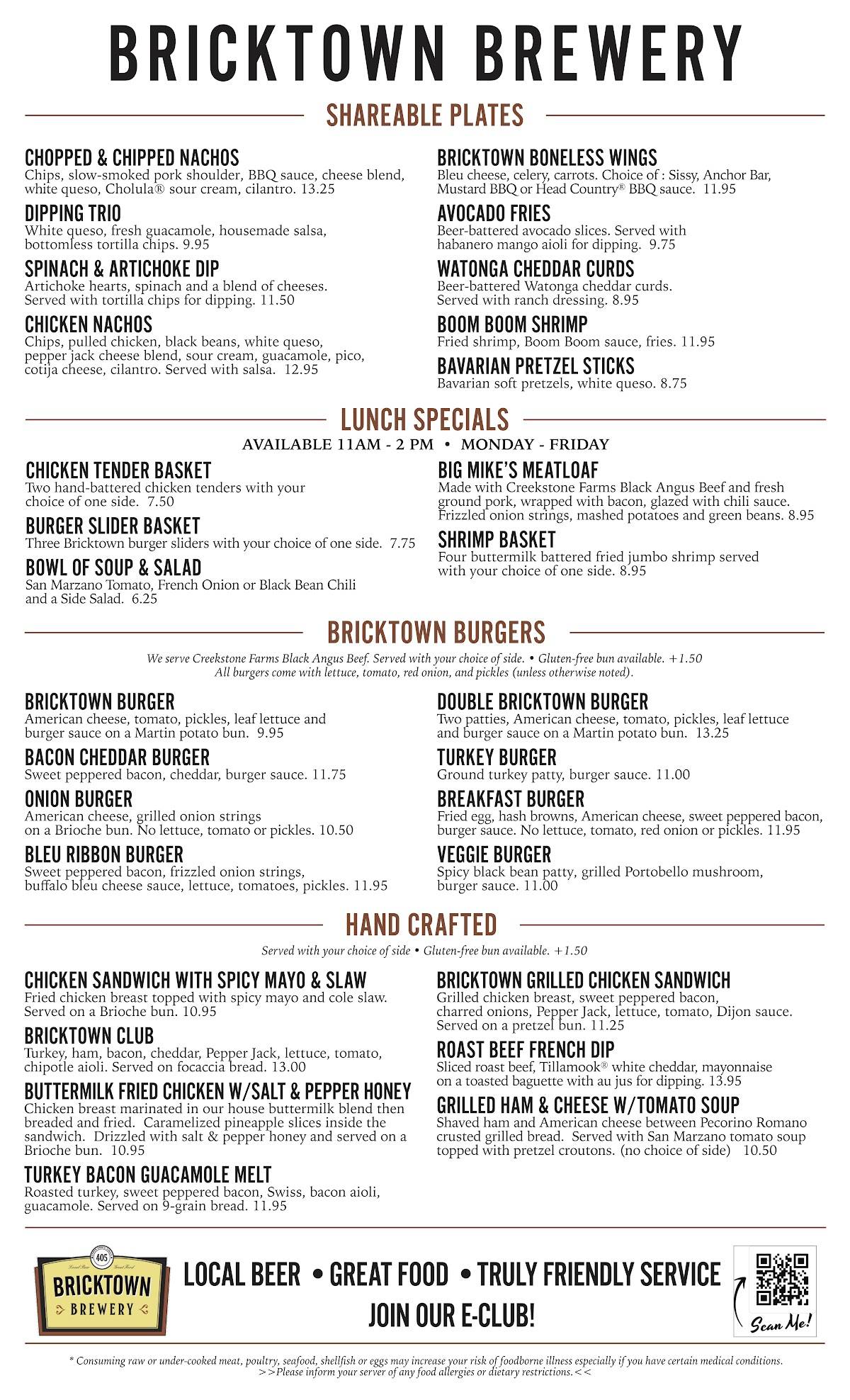 Menu At Bricktown Brewery Restaurant, Edmond, E 2nd St