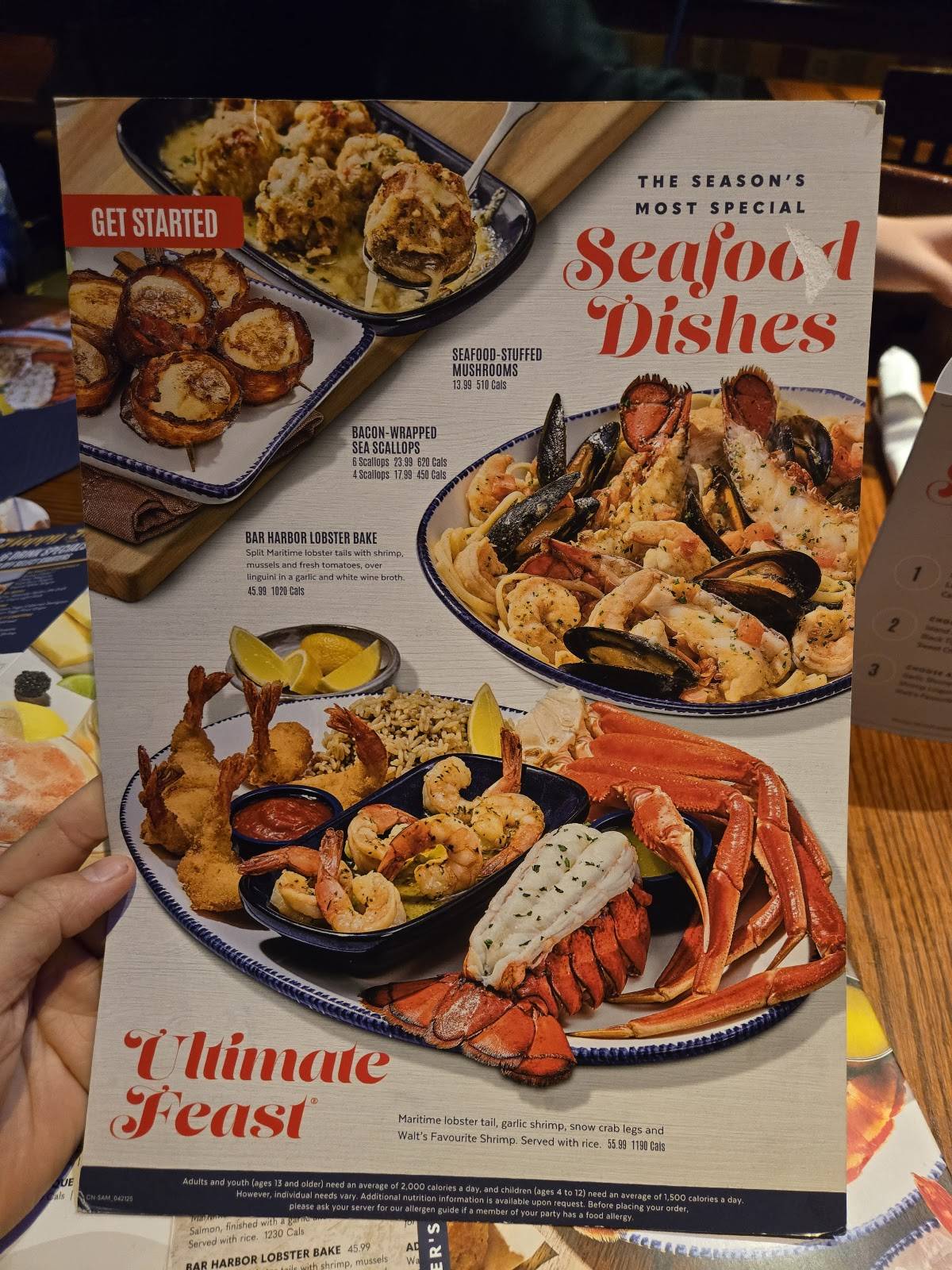 Menu de Red Lobster