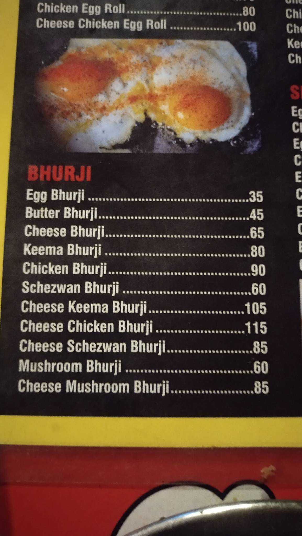 Egg Adda menu