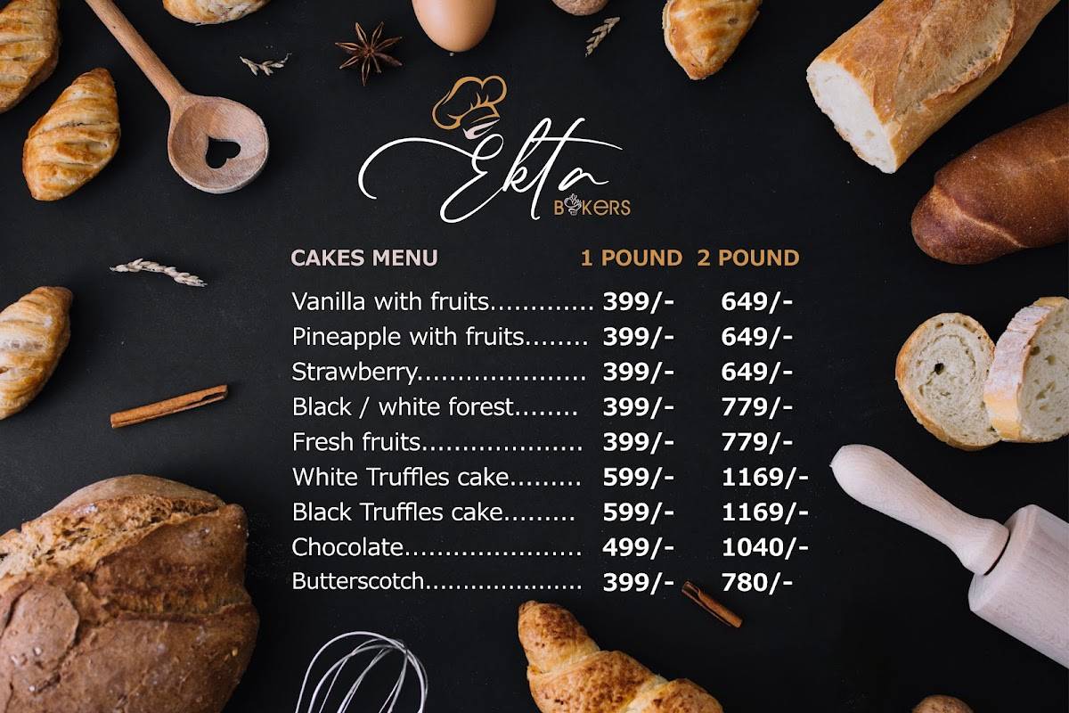 Ekta Bakers menu
