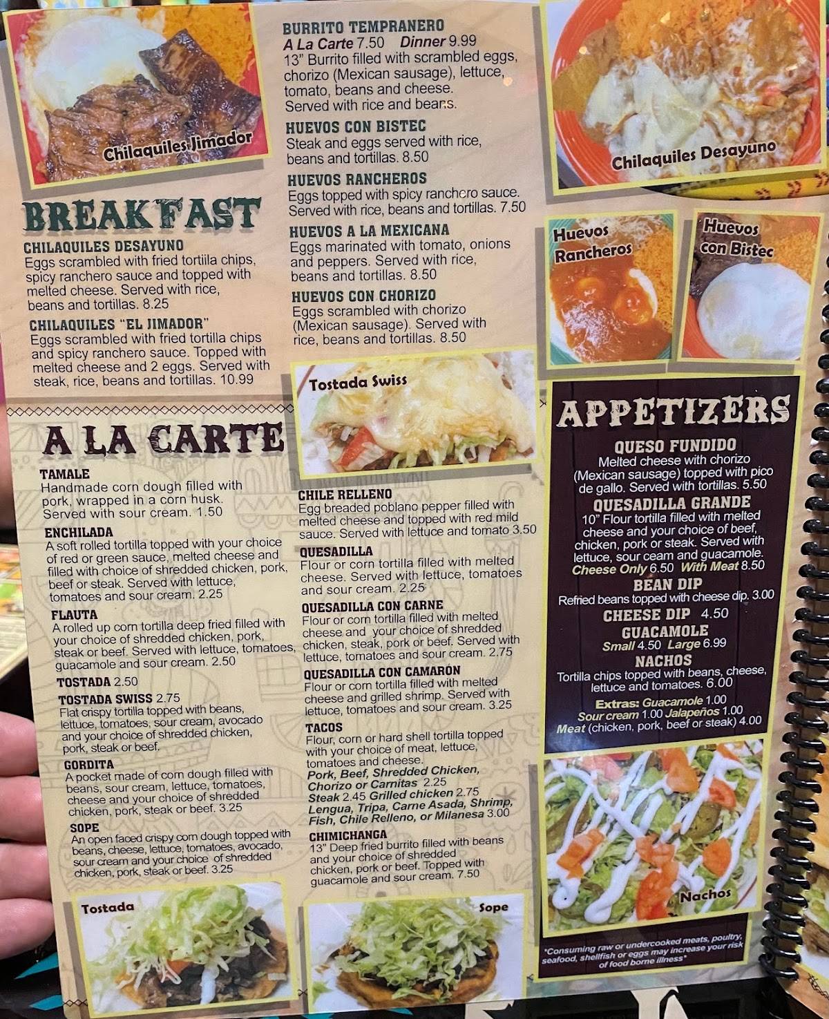 Menu at El Jimador Mexican Cuisine restaurant, Lakes of the Four Seasons