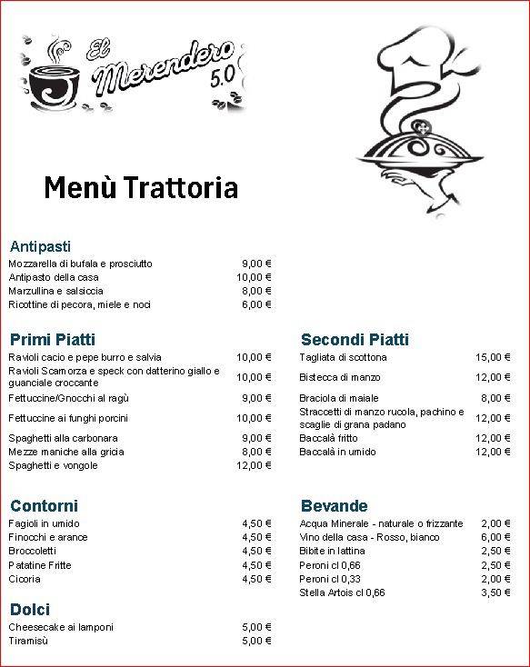 Menu di El Merendero 5.0 
