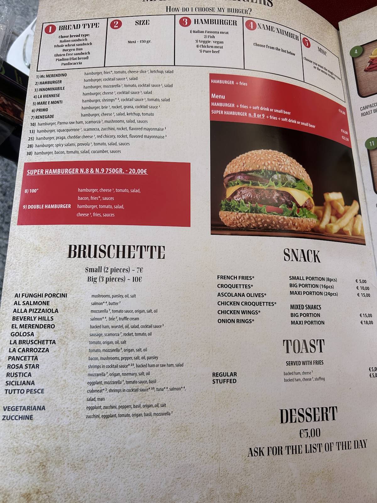 Menu di El Merendero 