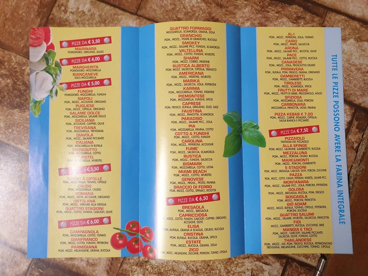 Menu di El Sharm Di Arona 
