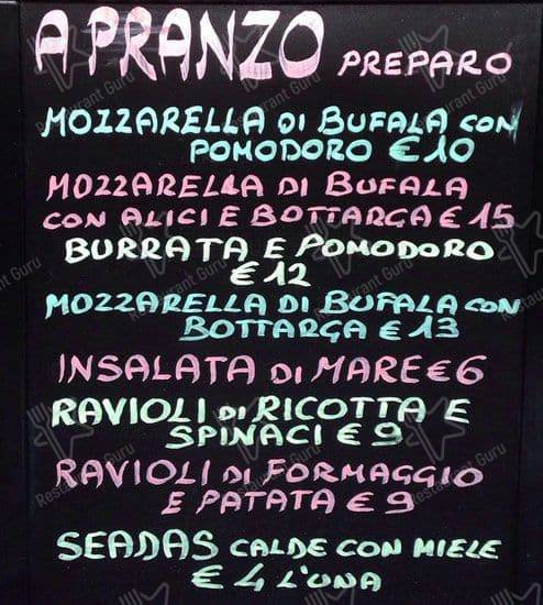 Pigna Enoteca di Sardegna menu