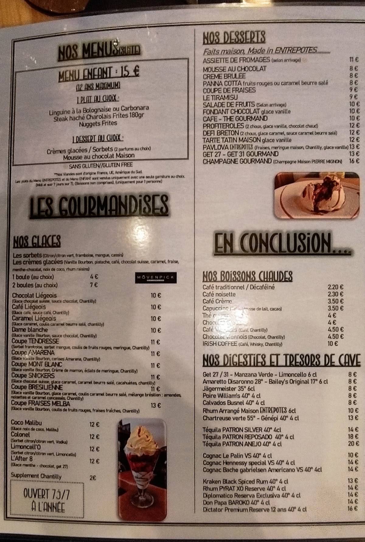 Menu de Entrepotes Sainte-Maxime