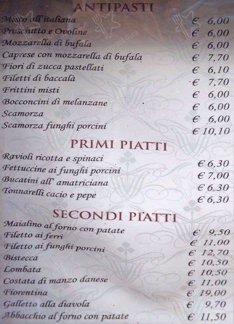 Menu di Hostaria Er Buco 