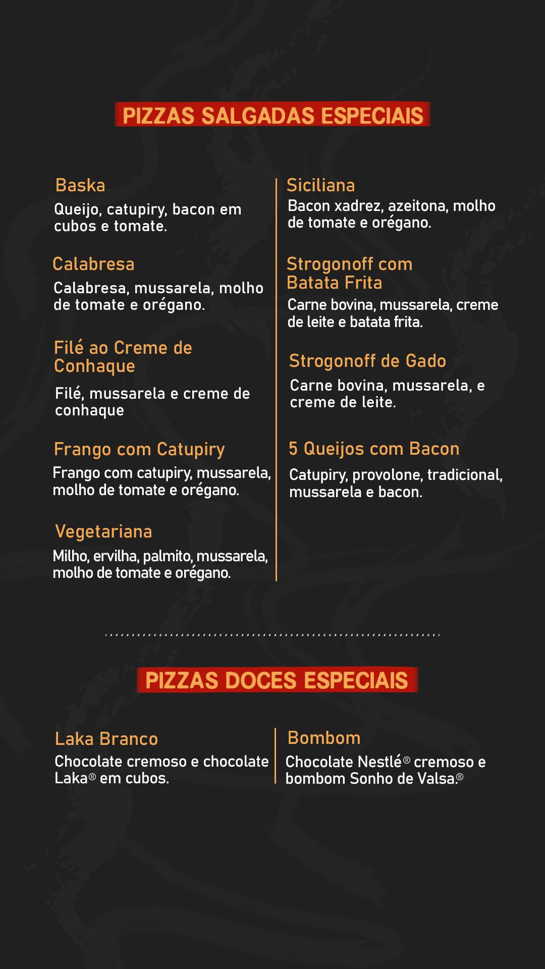 Pizza do Edson cardápio