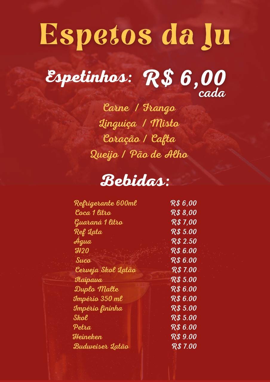 Espetinhos da ju cardápio