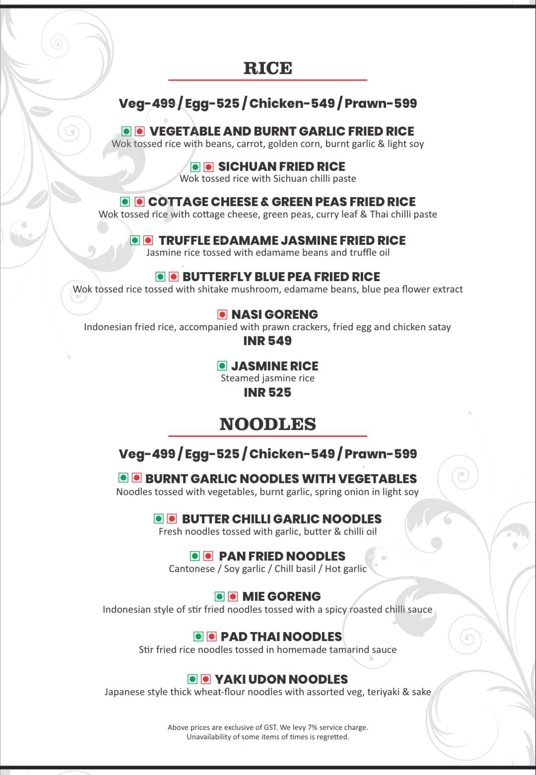 Exotica AKA Zafraan menu