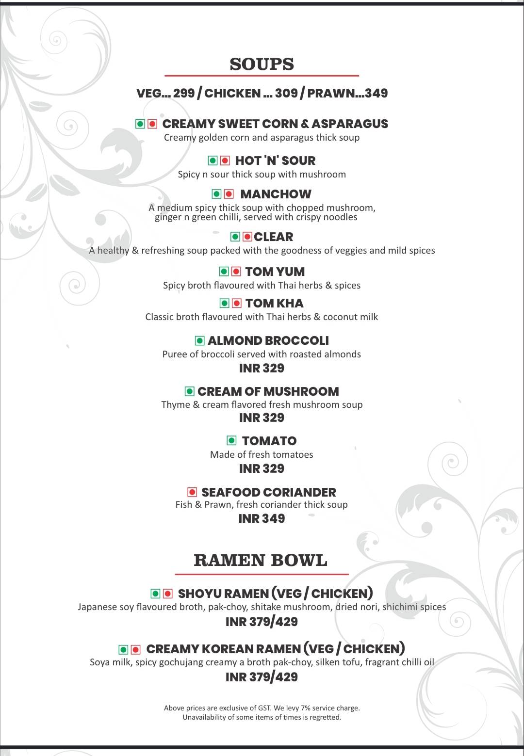 Exotica AKA Zafraan menu