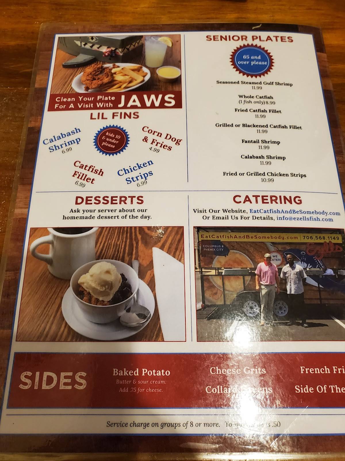 Menu at Ezell's Catfish of Phenix City, AL restaurant, Phenix City, US280