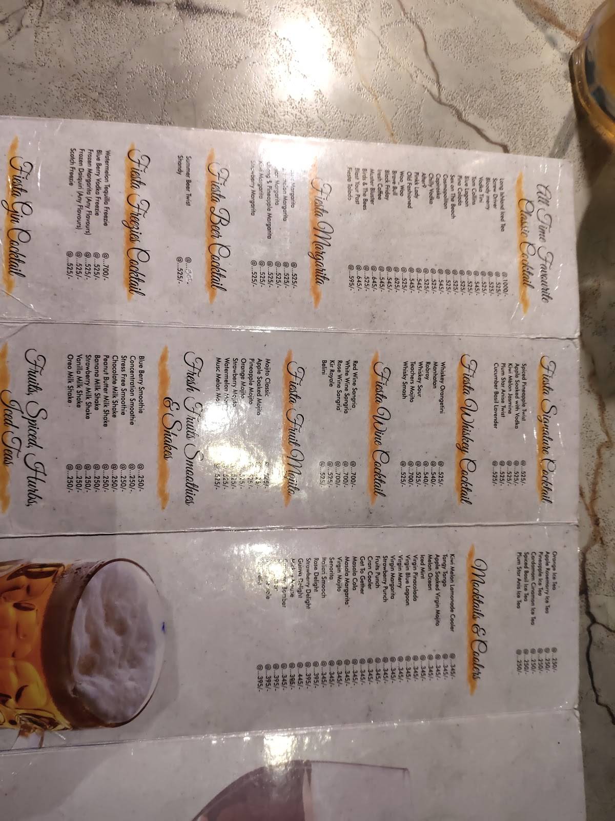 FIESTA Bar & Restaurant menu