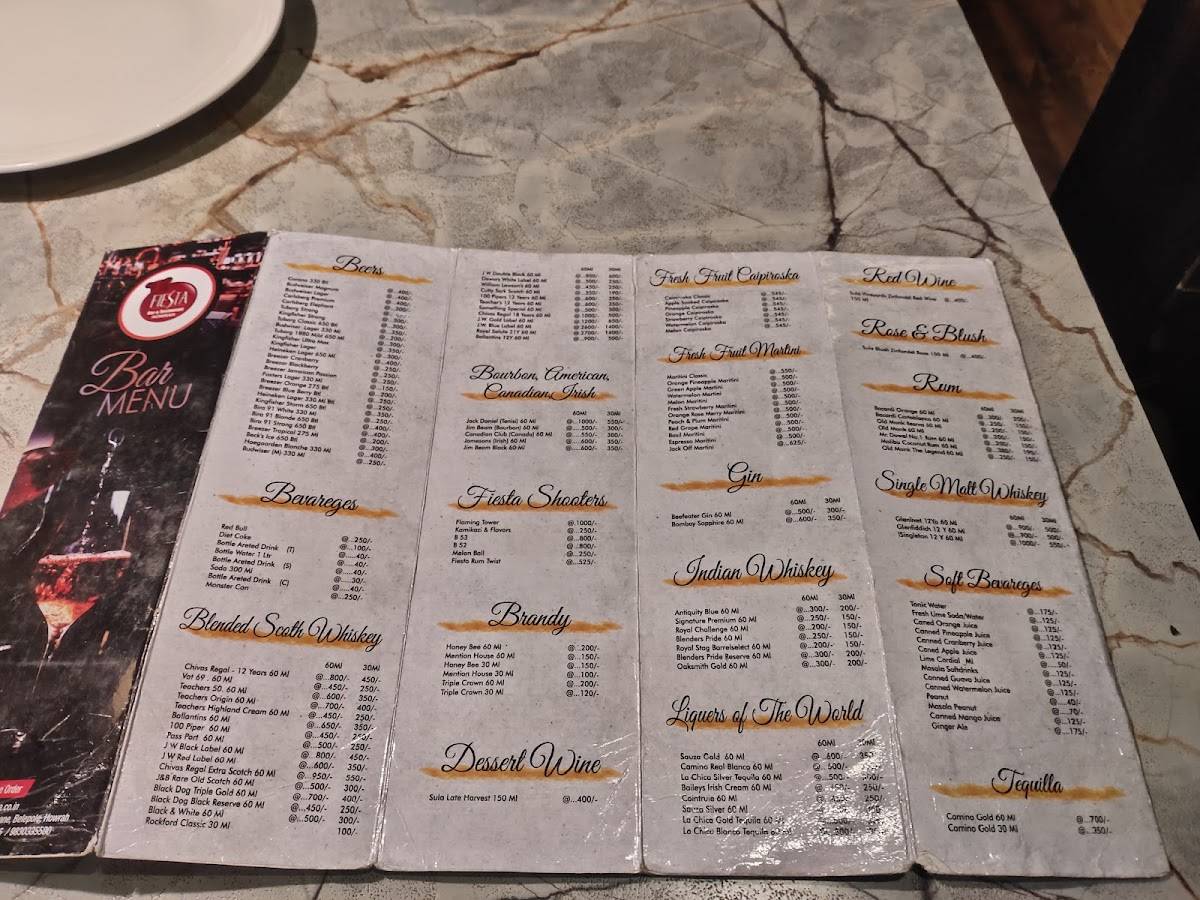 FIESTA Bar & Restaurant menu